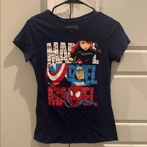 Marvel Blue Graphic T-Shirt Patriotic Design